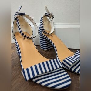 Striped Blue and White Women's Heels